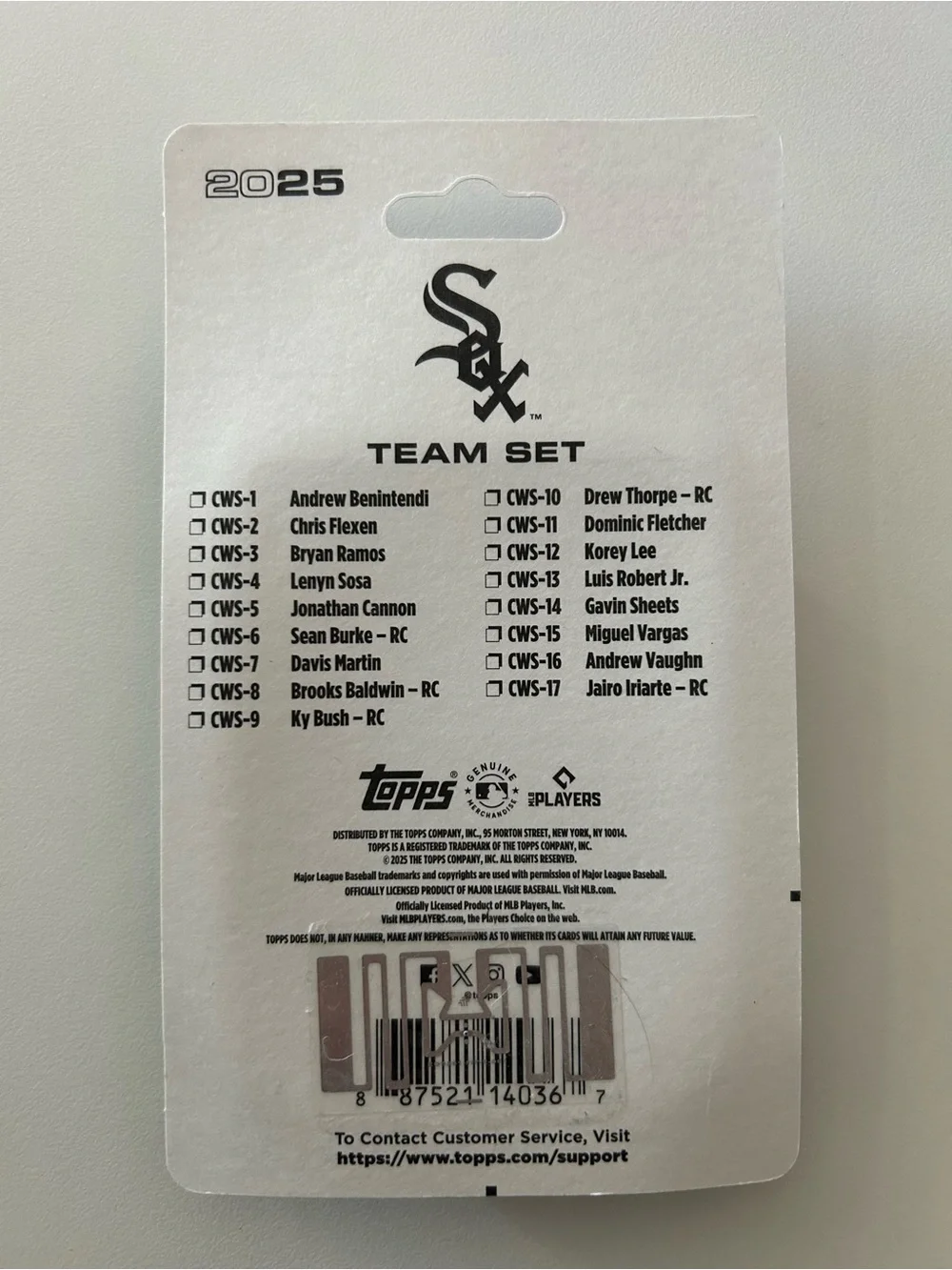 Topps White Sox 2025 Trading Card Pack - White, Black, Red